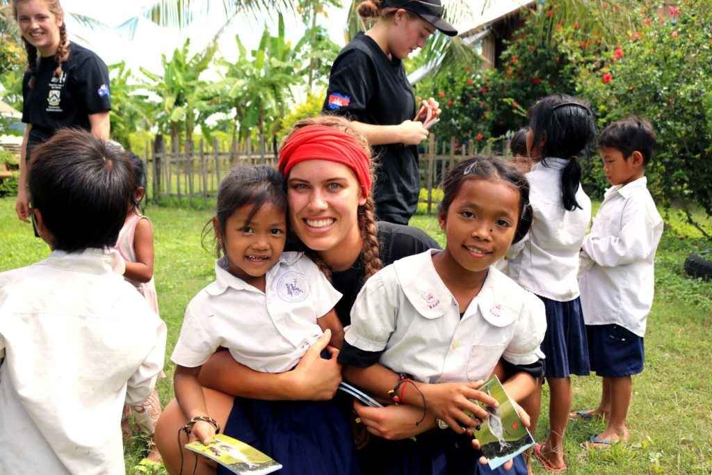 interact with cambodian children