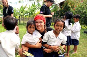 interact with cambodian children